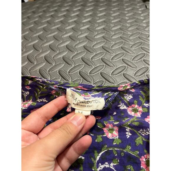 India Collection Emerson Fry Bardot Top in Iris Wildflower Blouse Shirt womens M - Picture 4 of 11